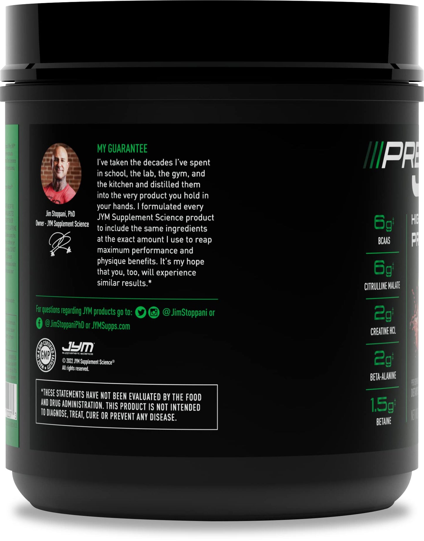 JYM Supplement Science Pre JYM Black Cherry Pre Workout Powder for Men & Women, BCAAs, Nootropics, Creatine HCI, Citrulline, Beta-Alanine, Betaine, Taurine, Huperzine, 30 Servings - Maple Wellness Supplements