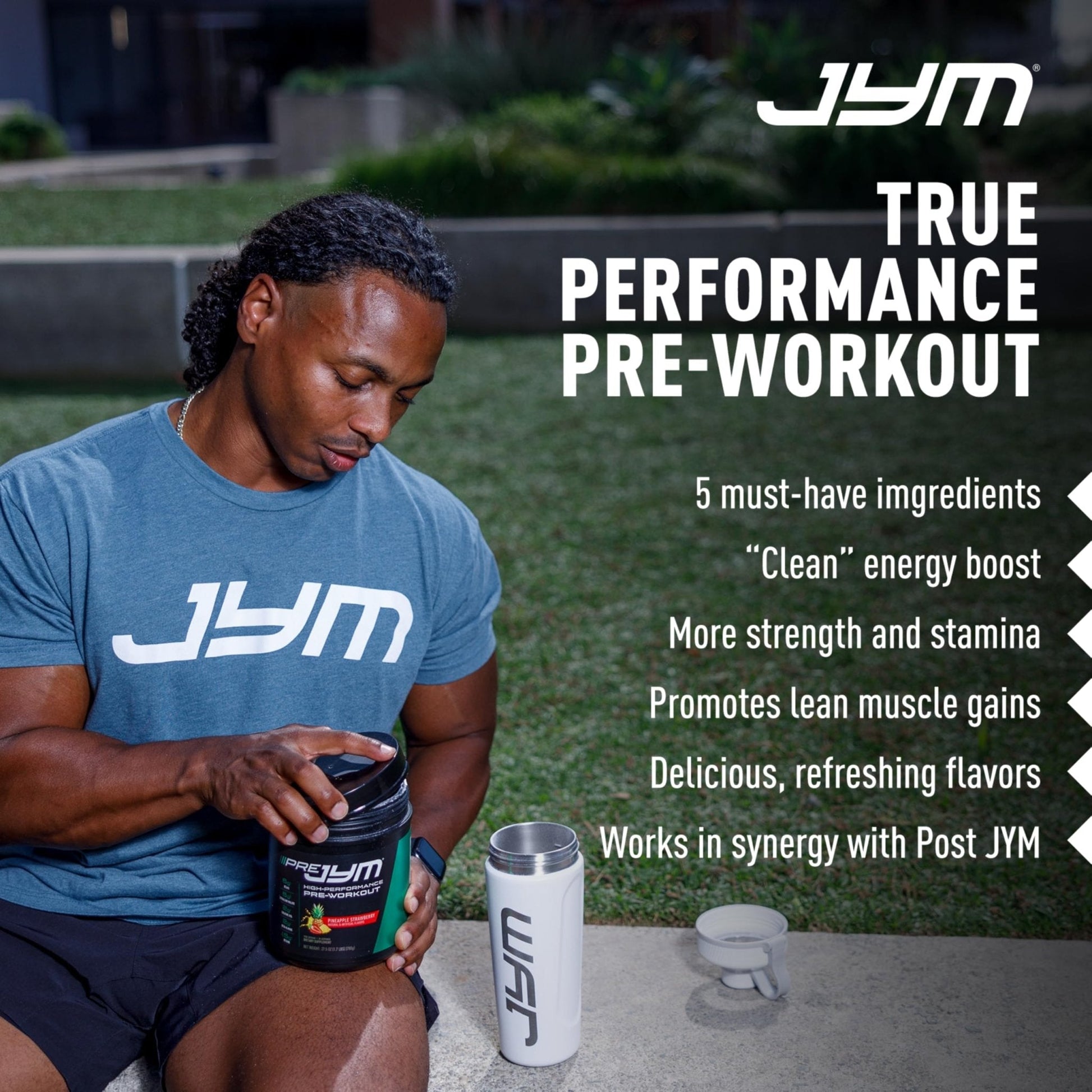JYM Supplement Science Pre JYM Pineapple Strawberry Pre Workout Powder for Men & Women, BCAAs, Nootropics, Creatine HCI, Citrulline, Beta-Alanin - Maple Wellness Supplements