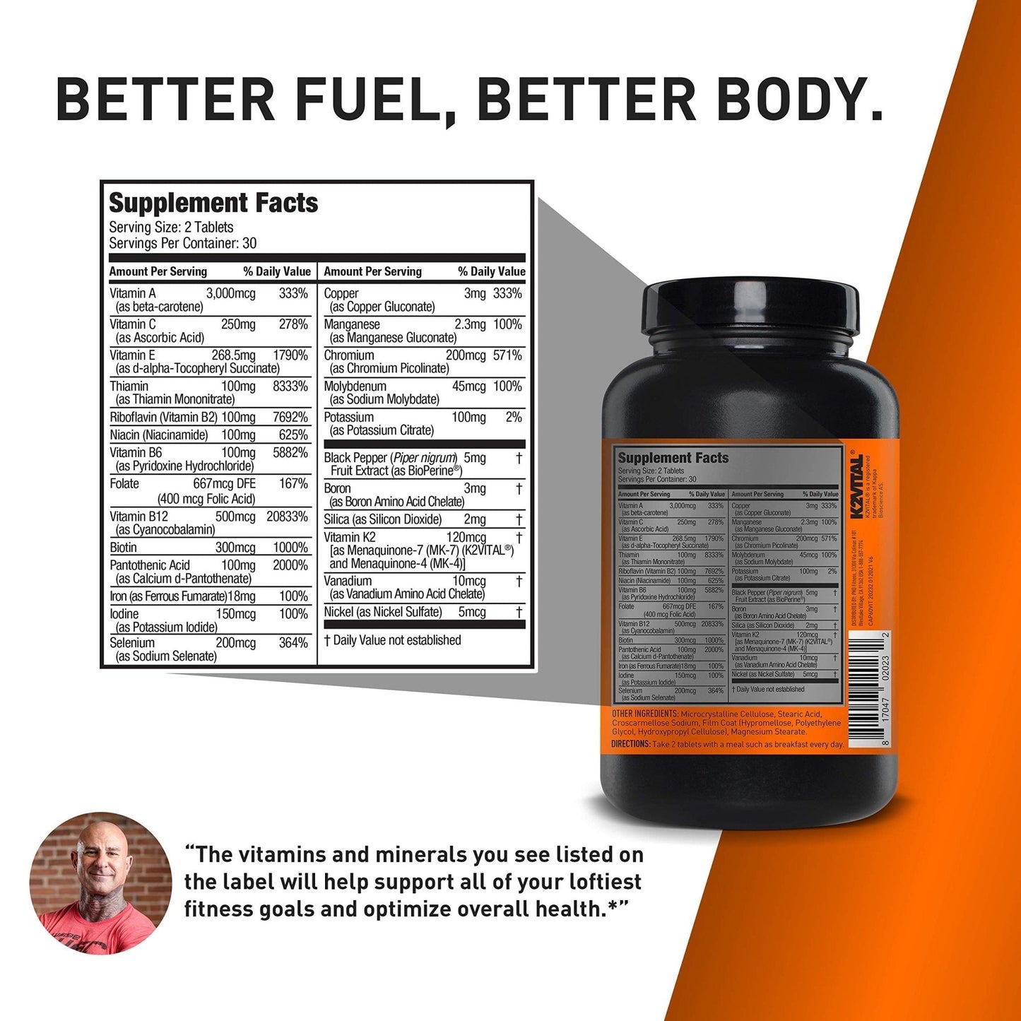 JYM Supplement Science PRO JYM 45 Servings - Tahitian Vanilla Bean & tamin & Mineral Support, Vitamin A, C, B6, B12, E, K, Boron, Biotin, Potassium 60 Tablets - Maple Wellness Supplements