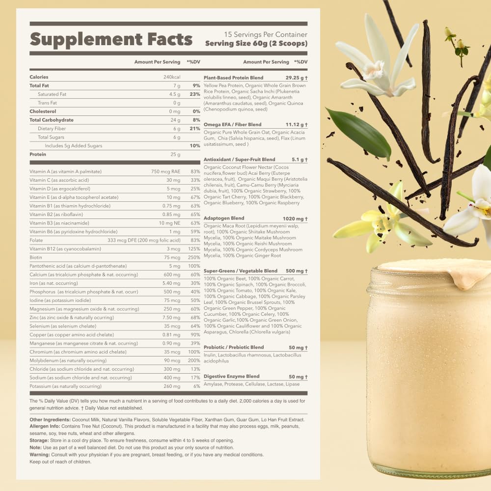 Ka’Chava All-In-One Nutrition Shake Blend, Vanilla, 85+ Superfoods, Nutrients & Plant - Maple Wellness Supplements