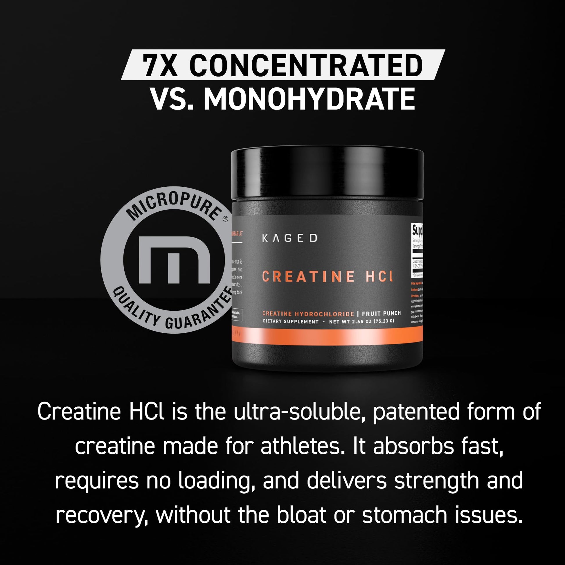 Kaged Creatine HCl Capsules | 7X Concentrated vs Mono | Muscle Building & Recovery | High Absorption | No Bloating | Creatine for Men & Women - Maple Wellness Supplements
