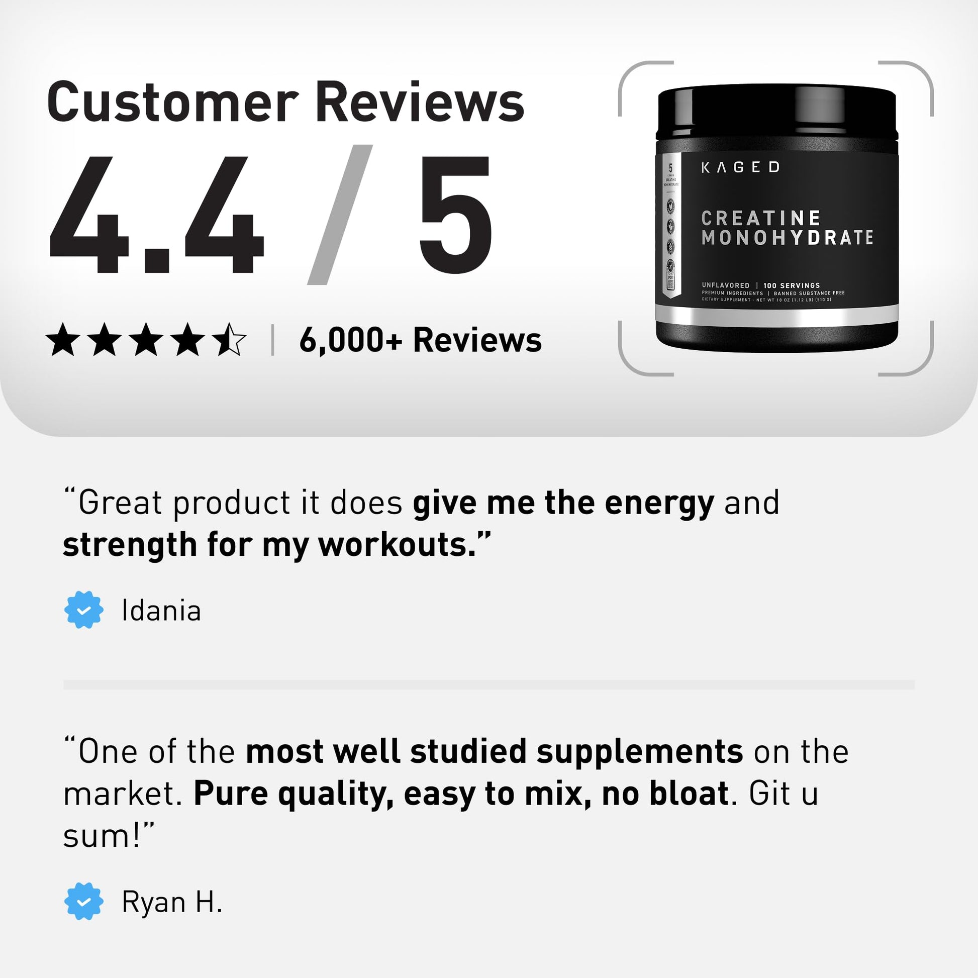 Kaged Creatine Monohydrate Micronized Powder | Unflavored | Muscle Building & Recovery | 5000 mg Per Serving | Vegan, Gluten Free, Easily Digestible - Maple Wellness Supplements