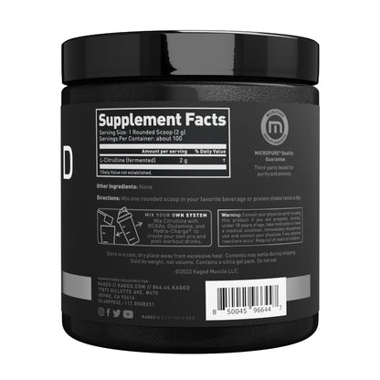 Kaged L-Citrulline Powder | Unflavored | Enhanced Pumps | Improve Muscle Vascularity | Nitric Oxide Booster | Supplements for Men & Women | 100 Servings - Maple Wellness Supplements