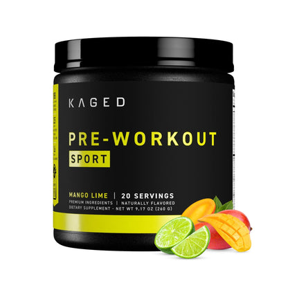 Kaged Sport Pre Workout Powder for Men & Women, Mango Lime, Sport Certified, 188mg Caffeine, Nitric Oxide Supplement, Beta Alanine for Energy, Weightlifting - Maple Wellness Supplements