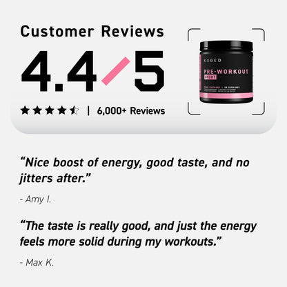 Kaged Sport Pre Workout Powder for Men & Women, Pink Lemonade, Sport Certified, 188mg Caffeine, Nitric Oxide, Beta Alanine, 20 Servings - Maple Wellness Supplements