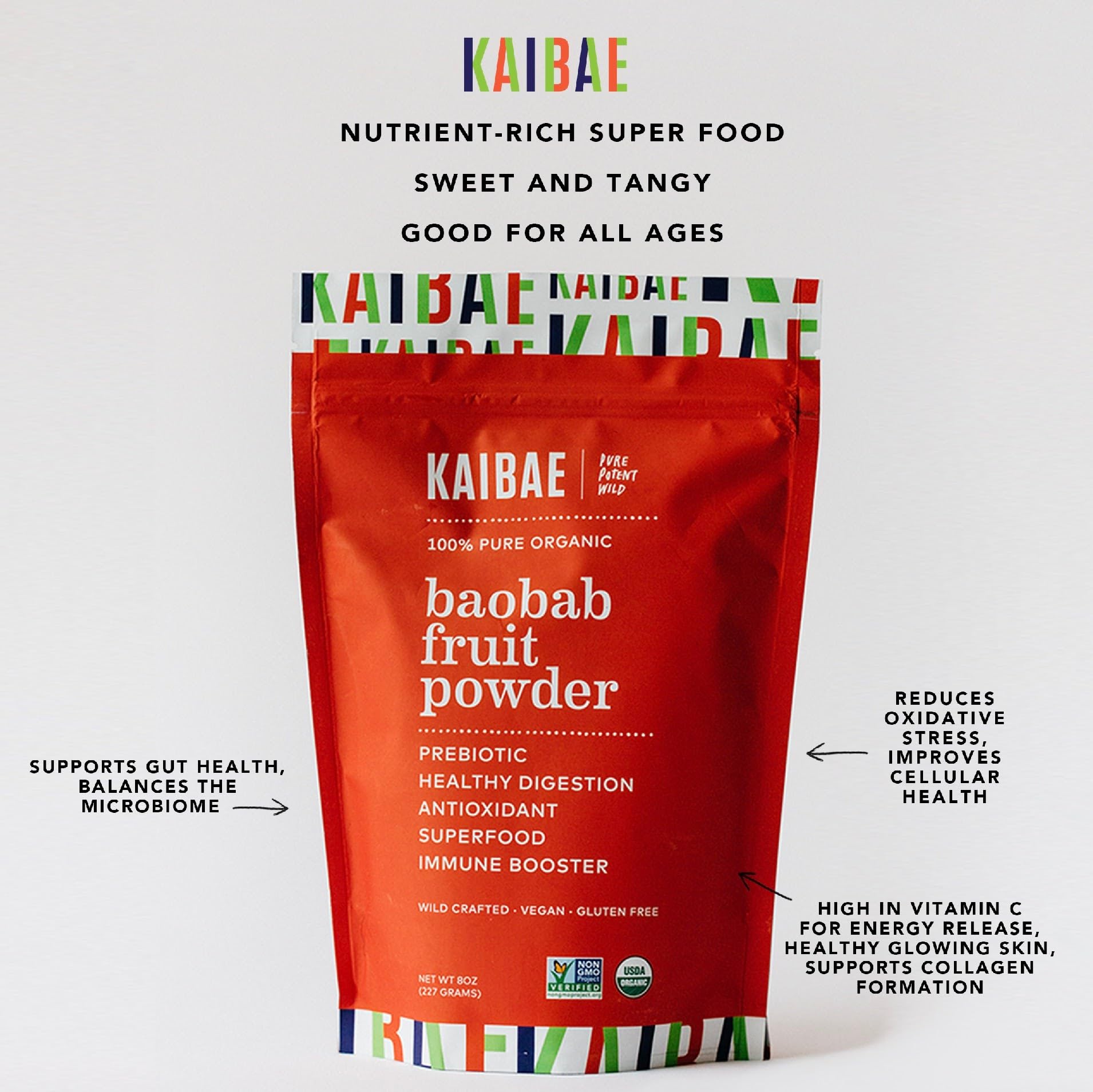 KAIBAE Premium Organic Baobab Powder | Prebiotic Fiber Superfood for Gut & Metabolic Health | Vitamin C + Polyphenols | Gluten-Free, Non-GMO, Vegan | 8 oz. - Maple Wellness Supplements
