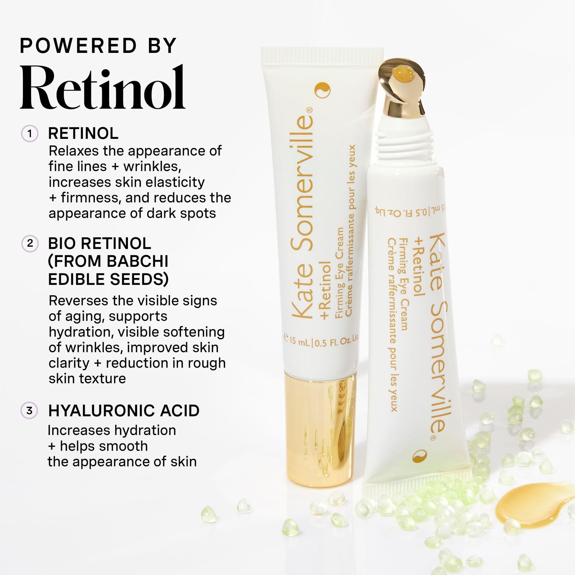 Kate Somerville Retinol Firming Eye Cream – Clinic-Grade Anti-Aging Treatment Proven to Firm, Brighten and Smooth Lines & Wrinkles, 0.5 Fl Oz - Maple Wellness Supplements