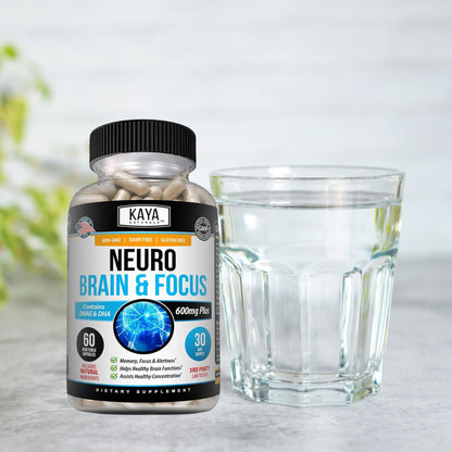 Kaya Naturals - Neuro Brain for Memory & Focus - Nootropic Energy Capsule - Nootropic Brain Support Supplement - Focus & Concentration & Learning Accuracy - Cognitive Function - 60 Count - Maple Wellness Supplements