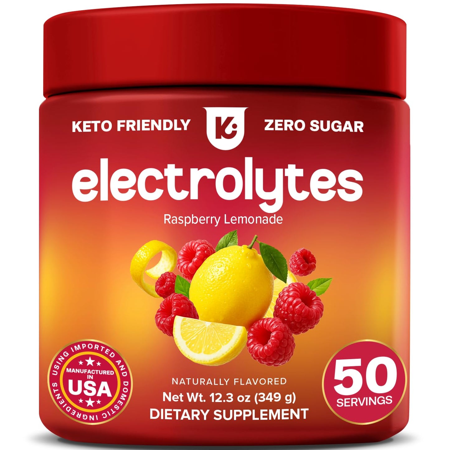 Keppi Electrolytes Powder – Raspberry Lemonade Flavor 50 Servings – No Sugar Hydration Supplement with Magnesium, Potassium, Sodium – Keto, Vegan - Maple Wellness Supplements
