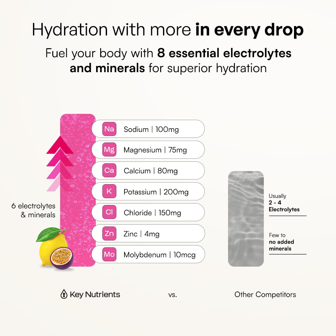 KEY NUTRIENTS Gut Health Hydration – Passionfruit Lemonade, Fiber Supplement with 3g Prebiotic Fiber & Akkermansia Probiotics for Women and Men - Maple Wellness Supplements