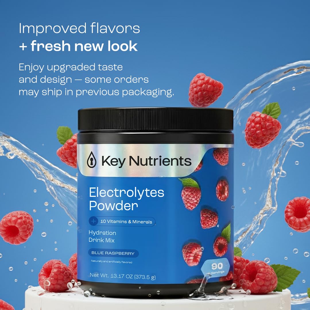 KEY NUTRIENTS Multivitamin Electrolytes Powder No Sugar - Sweet Blue Raspberry Electrolyte Powder - Endurance & Energy Supplement - Hydration Powder - Maple Wellness Supplements