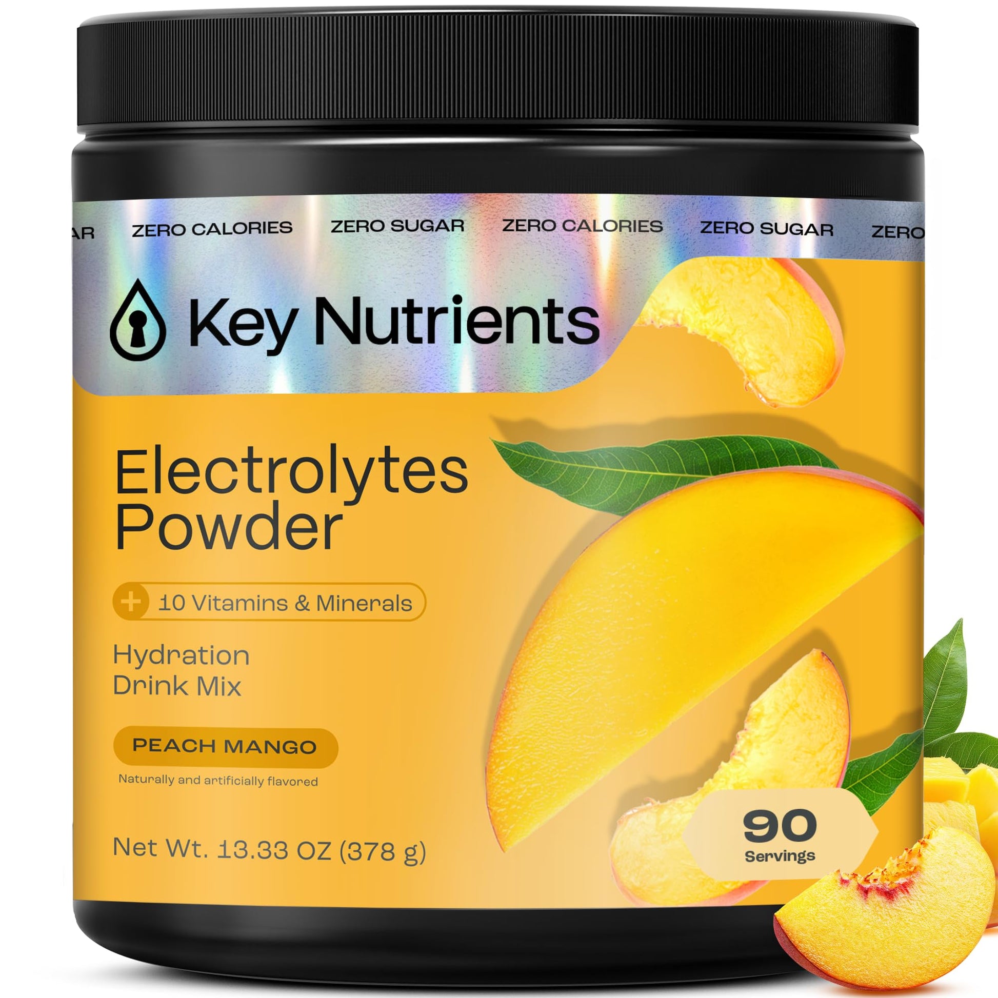KEY NUTRIENTS Multivitamin Electrolytes Powder No Sugar - Tropical Peach Mango Electrolyte Powder - Endurance & Energy Supplement - Hydration Powder - Maple Wellness Supplements
