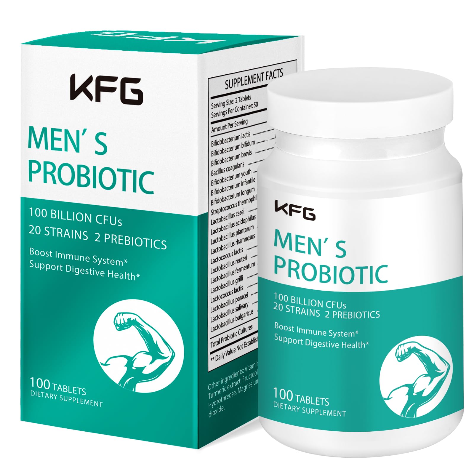 KFG Probiotic Supplement 100 Billion CFU, 20 Strains, 2 Prebiotics and Digestive Enzymes, Supports Digestion, Immune Support, Gut Health and Metabolism, Non-GMO, - Maple Wellness Supplements