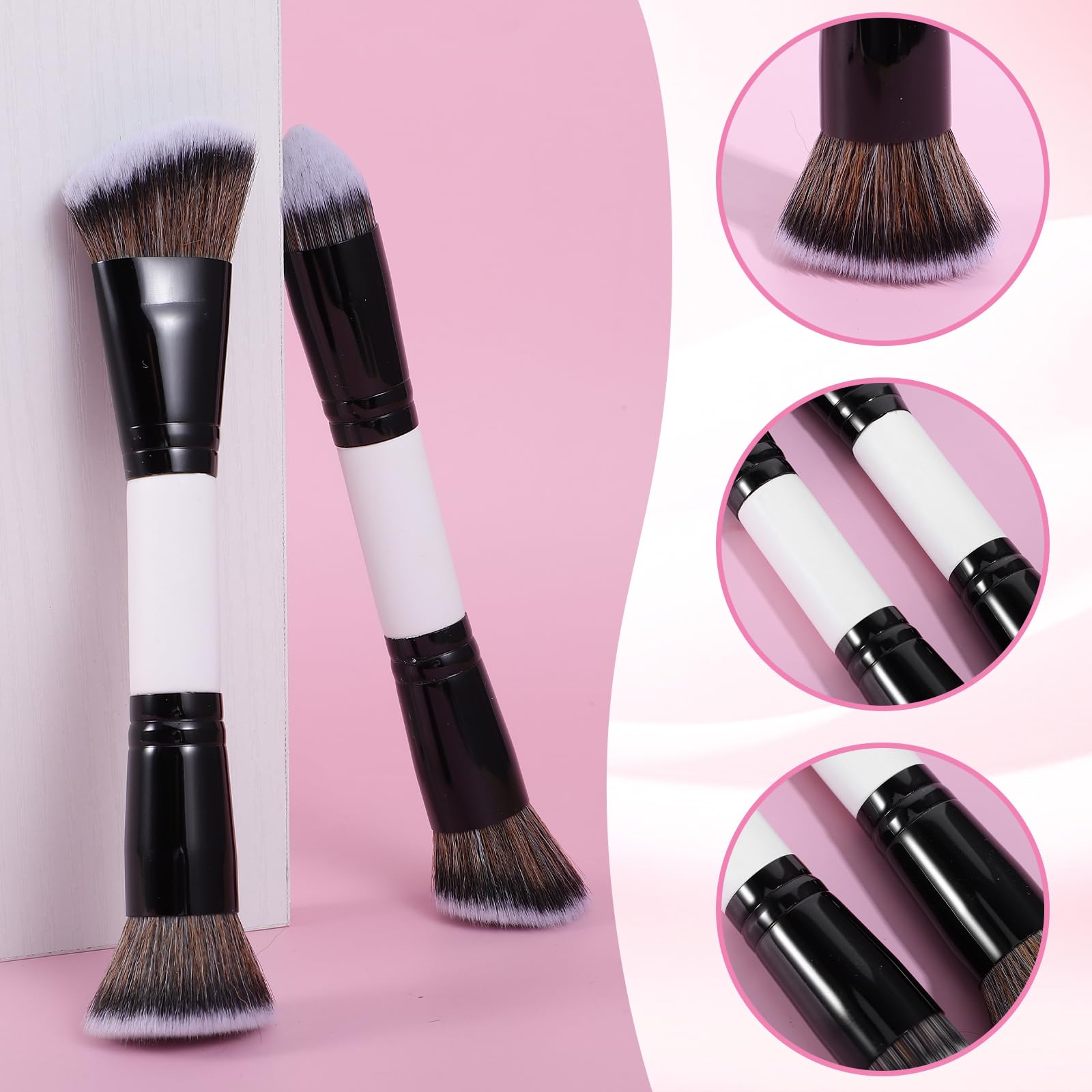 KFHENSOM 4PCS Foundation Contour Conceal Brush Set Dual-Ended Makeup Brushes Set Professional Powder Blush Concealer Eyeshadow Kabuki Foundation Brush Kit for Liquid Loose Powder Cream - Maple Wellness Supplements
