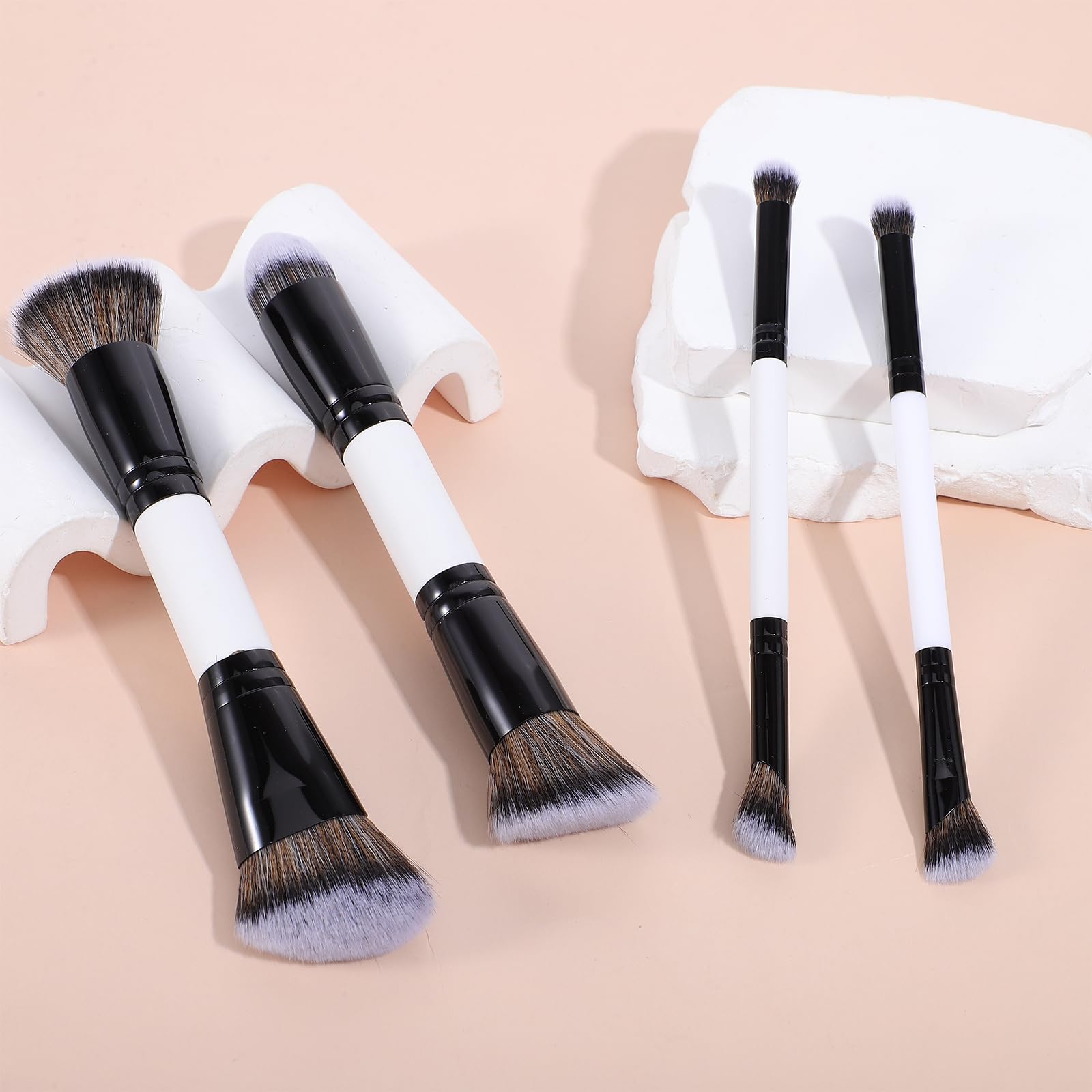 KFHENSOM 4PCS Foundation Contour Conceal Brush Set Dual-Ended Makeup Brushes Set Professional Powder Blush Concealer Eyeshadow Kabuki Foundation Brush Kit for Liquid Loose Powder Cream - Maple Wellness Supplements