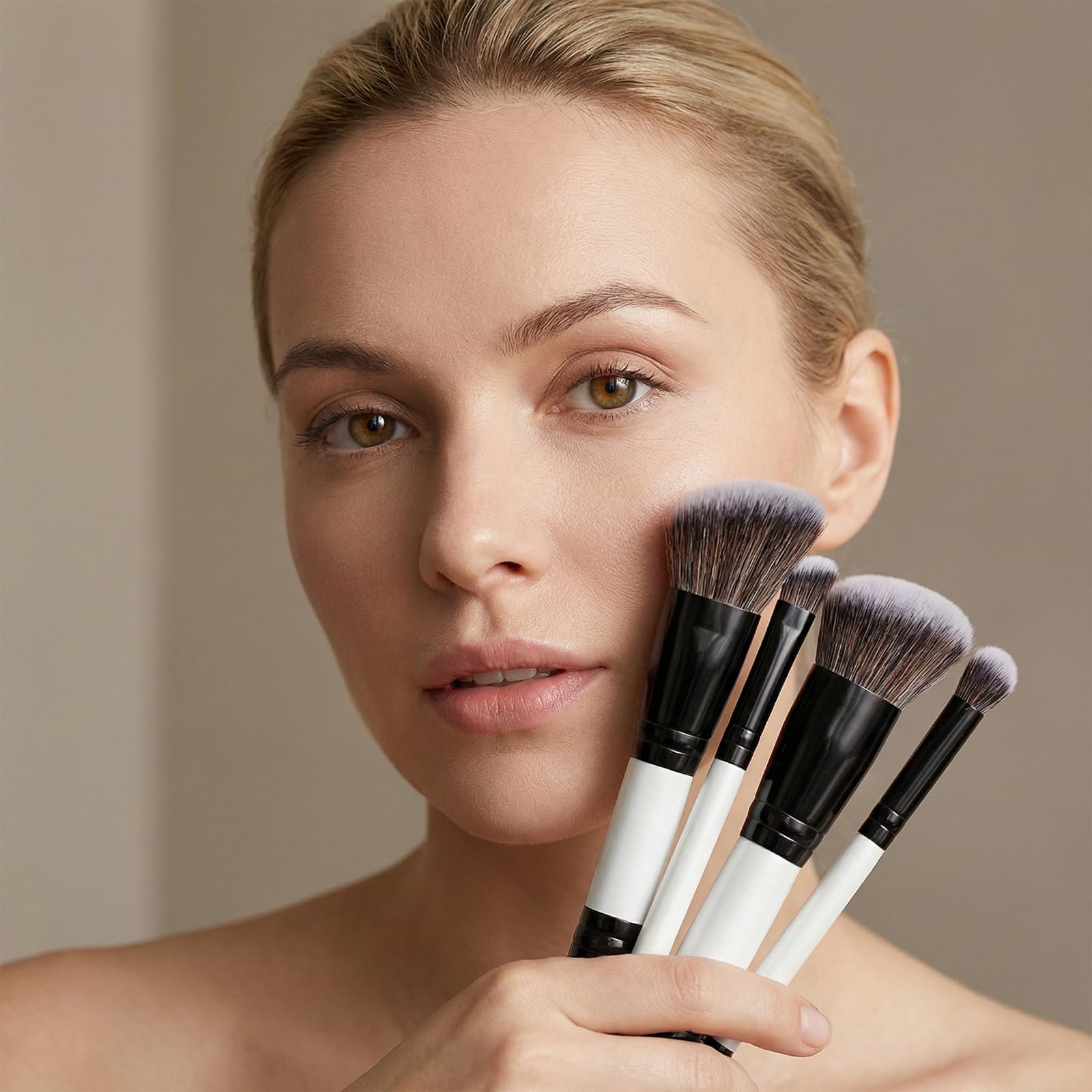 KFHENSOM 4PCS Foundation Contour Conceal Brush Set Dual-Ended Makeup Brushes Set Professional Powder Blush Concealer Eyeshadow Kabuki Foundation Brush Kit for Liquid Loose Powder Cream - Maple Wellness Supplements