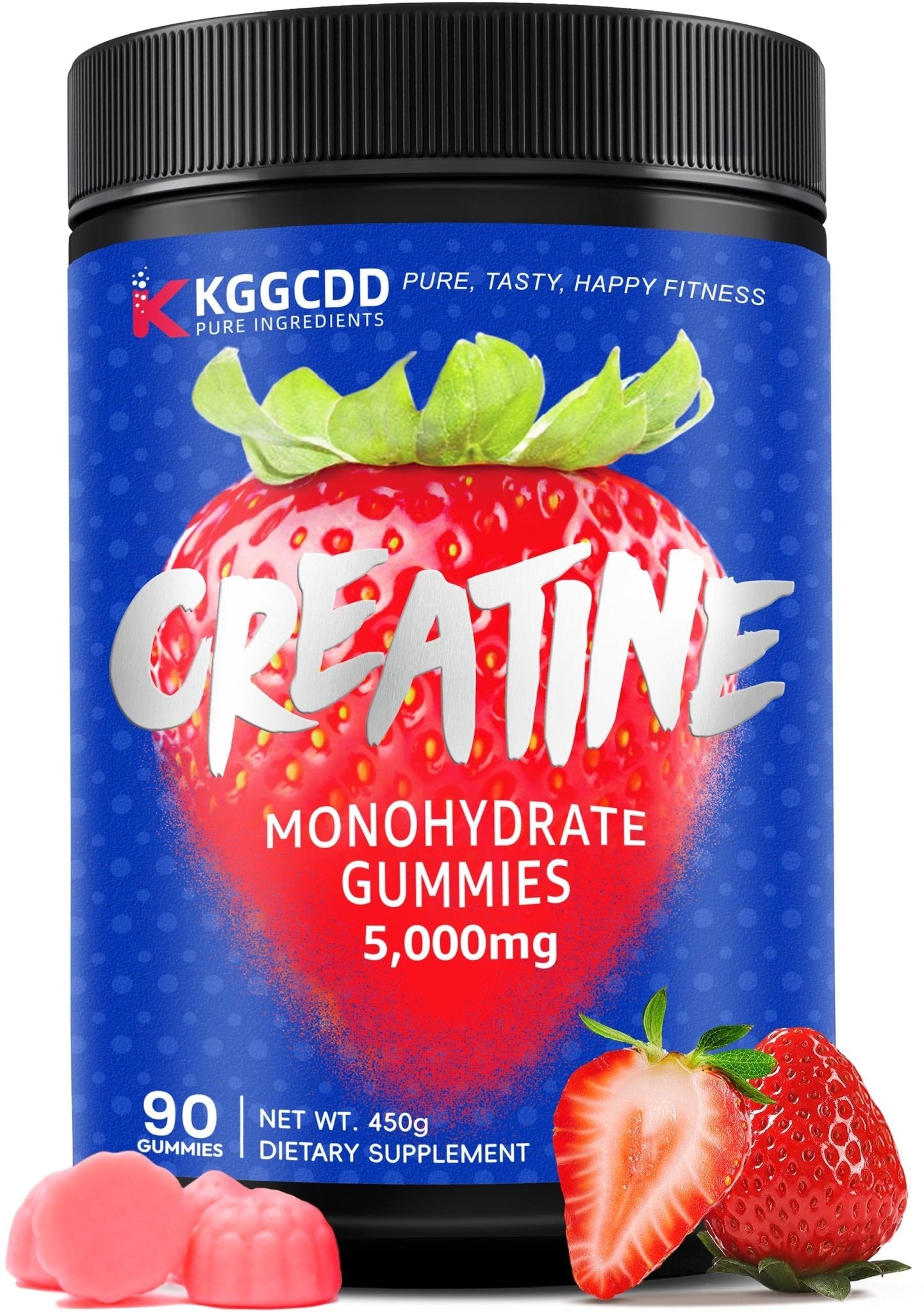 KGGCDD 99.99% Creatine Monohydrate Gummies for Men & Women, 5,000mg Tasty Creatine Gummies for Muscle Strength, Endurance, Recovery & Sugar Free, Gluten-Free, Vegan, Non-GMO, 90 Count - Maple Wellness Supplements