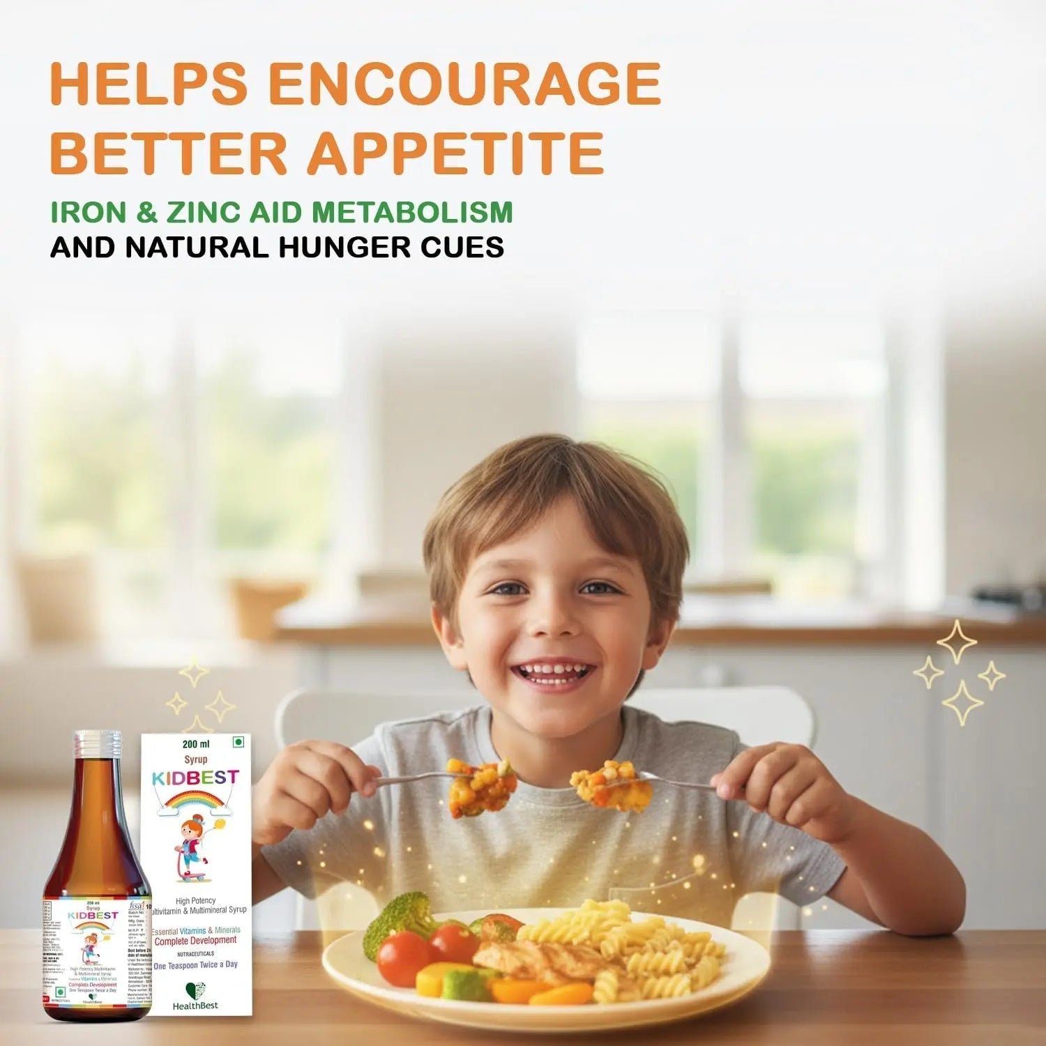 Kidbest Multivitamin Syrup for Kids 3-13 Years – Liquid Formula with 20 Nutrients for Appetite, Immunity, and Growth – Tasty Daily Vitamins - Maple Wellness Supplements