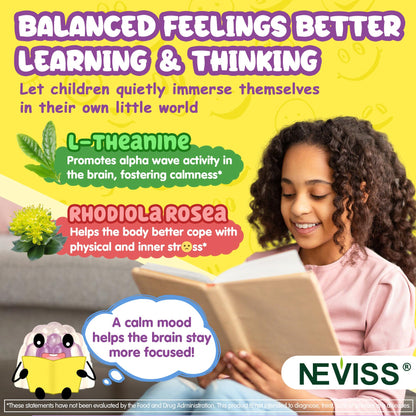 Kids Focus Gummies - Brain Supplements with Vegan Omega 3 DHA, Phosphatidylserine, L-Theanine, L-Tyrosine, Methylated B6 & B12 for Kids & Teen Support Attention, Memory, Nootropic, Sugar Free 60cts - Maple Wellness Supplements