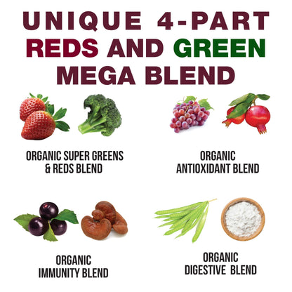 Kids Greens and Reds Superfood Powder. Best Tasting Organic Vegan Super Food Juice with 25+ Real Fruits and Vegetables. Gluten Free Real Food Vitamins. Green and Red Superfoods Supplement for Children - Maple Wellness Supplements