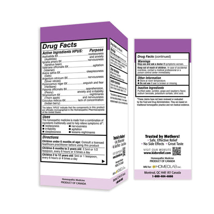 Kids Relief Syrup with Calming Effect, for Kids 0-12 Yrs, Grape Flavor, Gluten and Dye Free, No Added Sugar, 3.4 oz - Maple Wellness Supplements