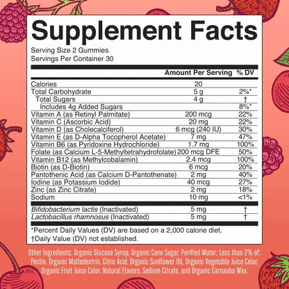Kids Vitamins by MaryRuth's | USDA Organic | Multivitamin Gummies + Postbiotics for Ages 4+ | Multivitamin for Kids with Lactobacillus Rhamnosus | Children’s Vitamins | Vegan | Non-GMO | 60 Count - Maple Wellness Supplements