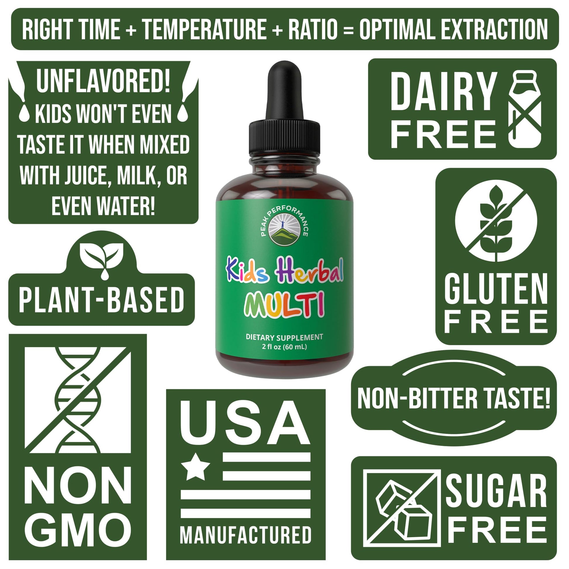 Kids Vitamins from Herbs. Liquid Kids Herbal Multivitamin. No Bitter Taste. Sugar Free 14-in-1 Vegan Supplement Drops for Toddlers, Children, Teens. Mixed in Water They Won't Even Taste It - Maple Wellness Supplements