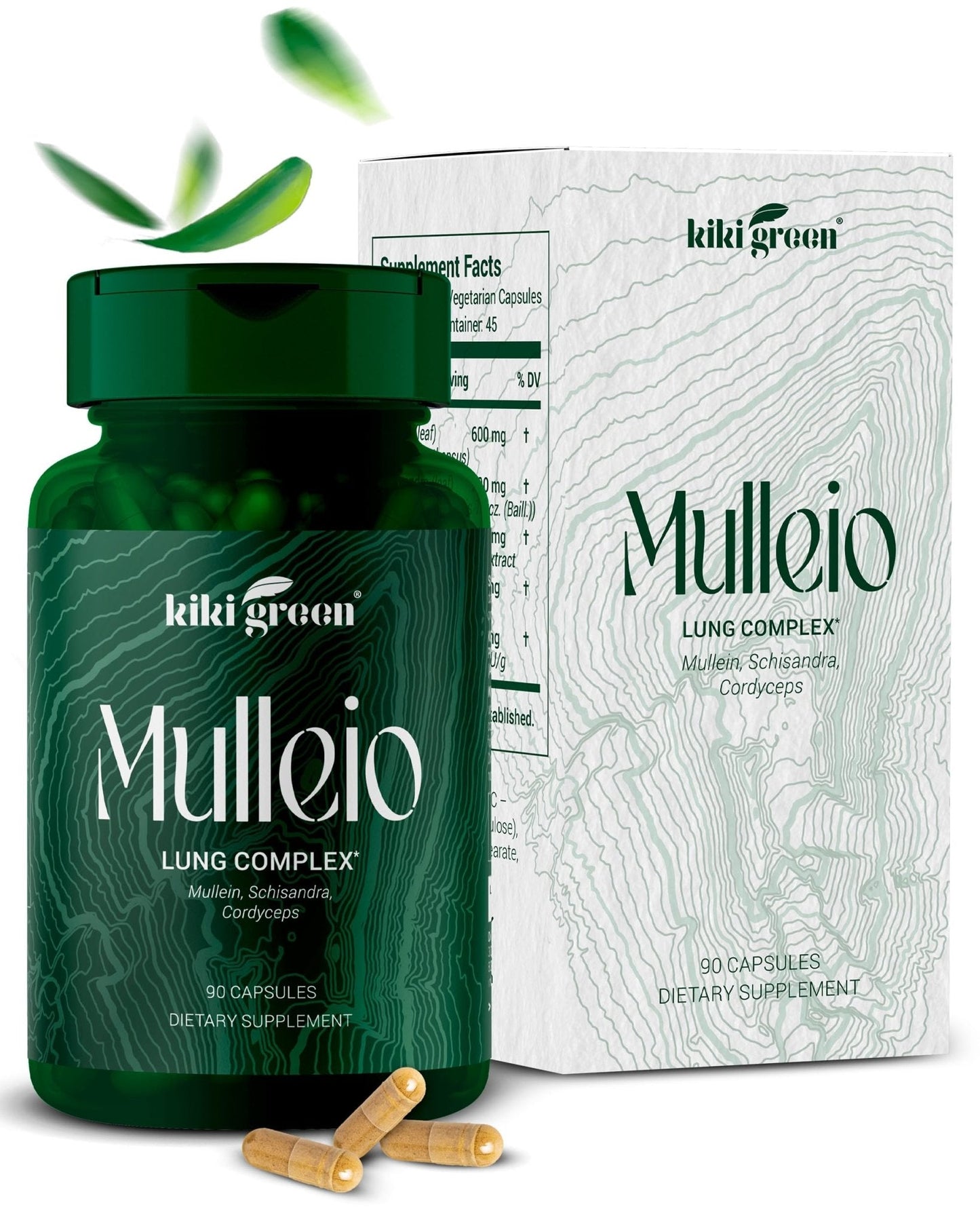 KIKI Green MULLEIO Lung Health Capsules: Herbal Supplement for Lung Cleanse, Better - Maple Wellness Supplements