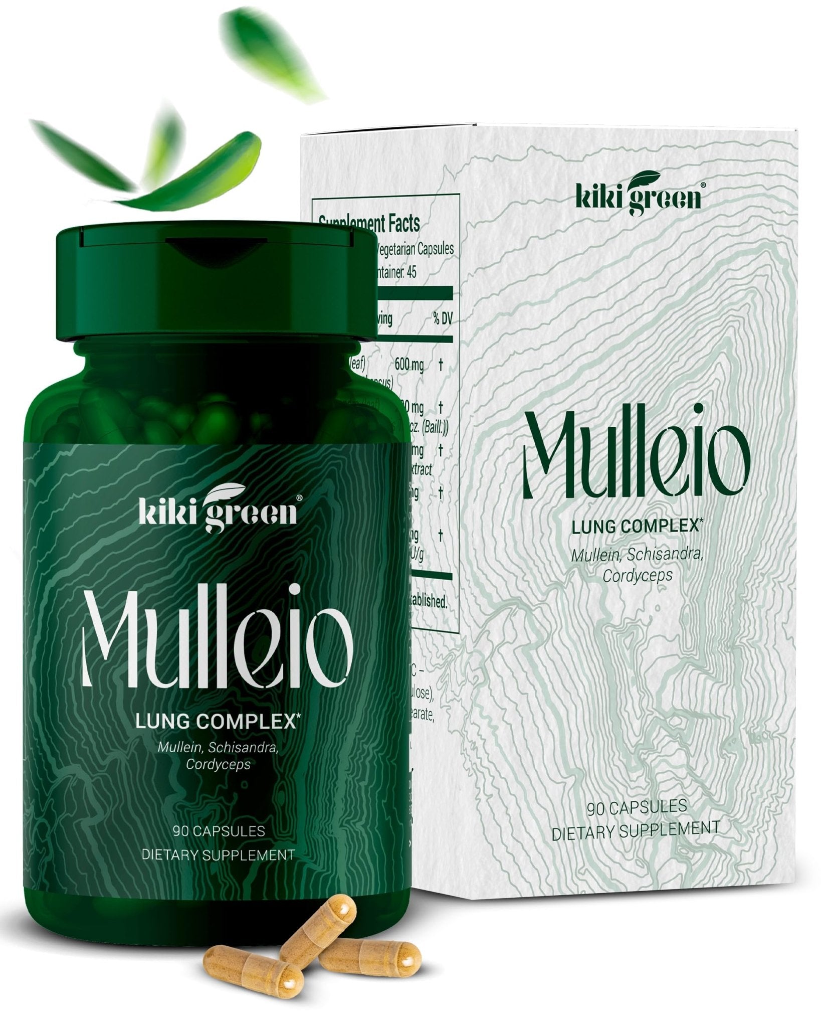 KIKI Green MULLEIO Lung Health Capsules: Herbal Supplement for Lung Cleanse, Better - Maple Wellness Supplements
