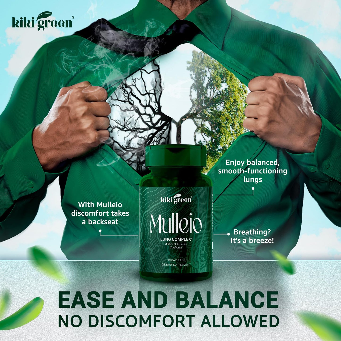 KIKI Green MULLEIO Lung Health Capsules: Herbal Supplement for Lung Cleanse, Better - Maple Wellness Supplements