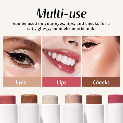 KIMUSE Face Sticks Trio, Cream Blush Stick & Highlighter Stick & Contour Stick for Sculpt the Cheeks, Long Lasting Cream Contour Stick Trio for Face Makeup, with Brush - Maple Wellness Supplements