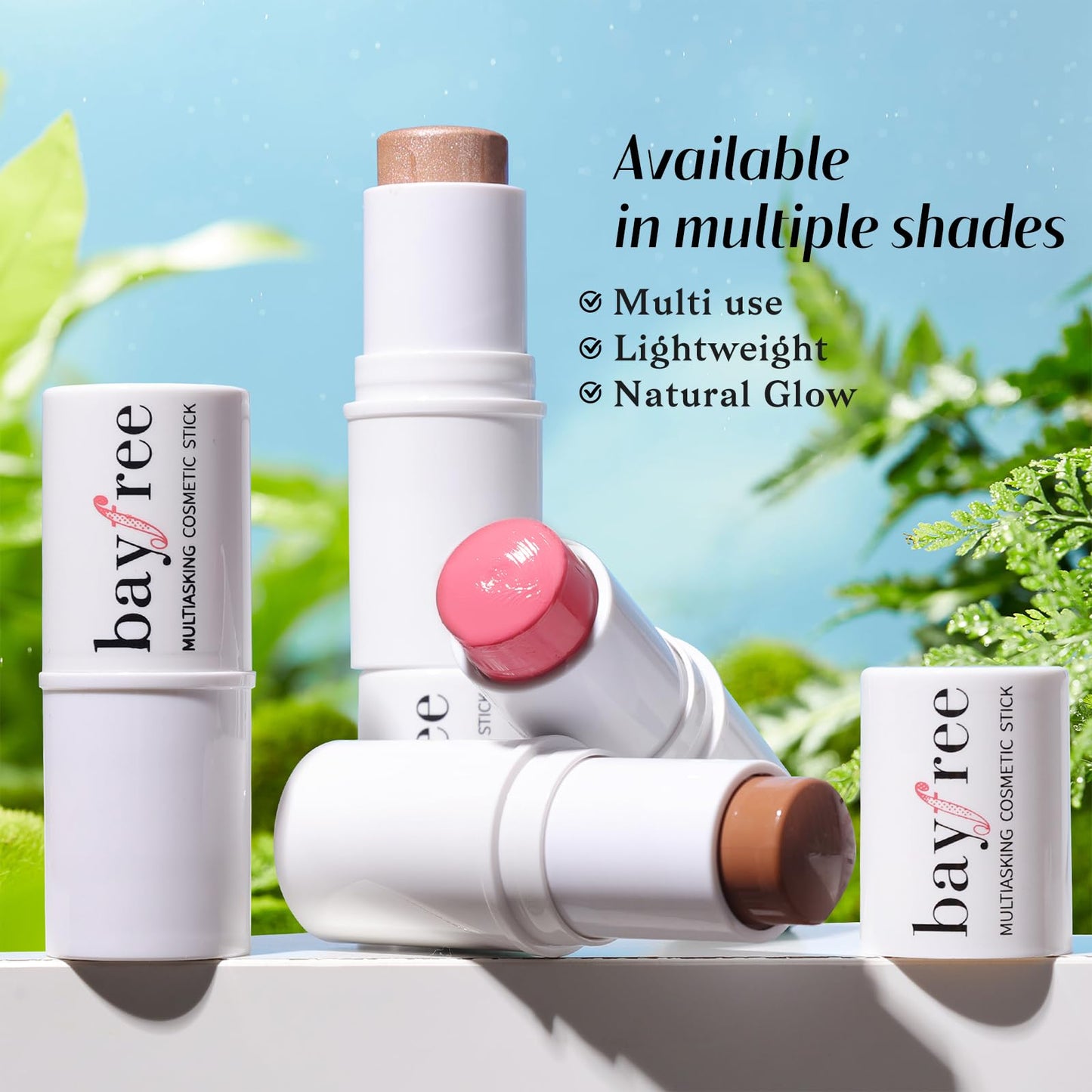 KIMUSE Face Sticks Trio, Cream Blush Stick & Highlighter Stick & Contour Stick for Sculpt the Cheeks, Long Lasting Cream Contour Stick Trio for Face Makeup, with Brush - Maple Wellness Supplements