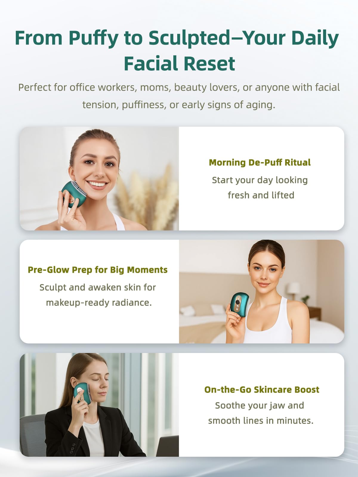 Kinbana Lymphatic Contour Face Brush – Face Massager for Lymphatic Drainage, Double Chin Reducer, and Facial Sculpting – Gentle Vibrating Lymphatic Drainage Tool for Jawline & Puffiness (Green) - Maple Wellness Supplements