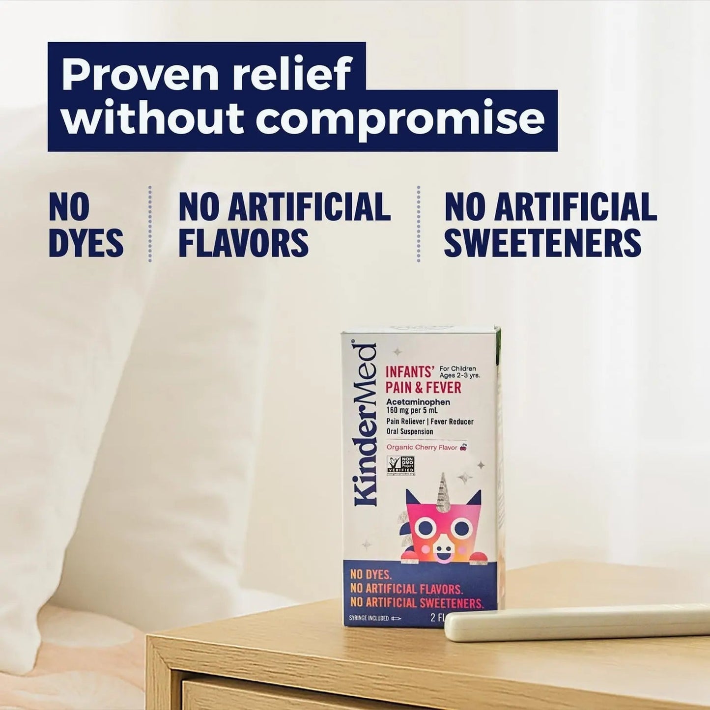 KinderMed Infants' Pain & Fever Medicine, No Dyes, No Artificial Flavors, No Artificial Sweeteners, Vegan, Non-GMO, Gluten Free, Organic Cherry Flavor, Two Pack, 2 x 2 fl. oz - Maple Wellness Supplements