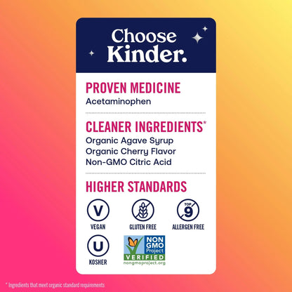 KinderMed Infants' Pain & Fever Medicine, No Dyes, No Artificial Flavors, No Artificial Sweeteners, Vegan, Non-GMO, Gluten Free, Organic Cherry Flavor, Two Pack, 2 x 2 fl. oz - Maple Wellness Supplements