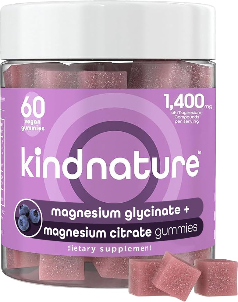 kindnature Magnesium Glycinate & Citrate Gummies – Calm Magnesium Complex for Sleep, Stress, Cramps & Digestion – Chewable Vegan Magnesium - Maple Wellness Supplements