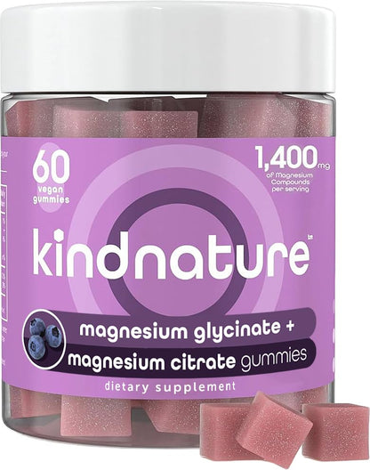 kindnature Magnesium Glycinate & Citrate Gummies – Calm Magnesium Complex for Sleep, Stress, Cramps & Digestion – Chewable Vegan Magnesium - Maple Wellness Supplements