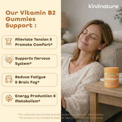 kindnature Vitamin B2 Gummies - Riboflavin 400mg Supplement for Kids & Adults - Non-GMO, Soy & Gluten-Free - Maple Wellness Supplements
