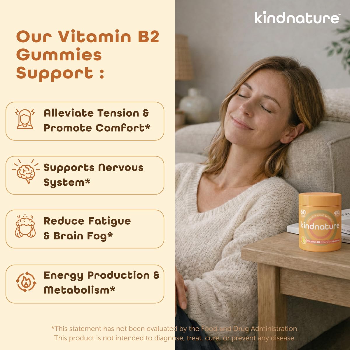 kindnature Vitamin B2 Gummies - Riboflavin 400mg Supplement for Kids & Adults - Non-GMO, Soy & Gluten-Free, Vegan Chewable Gummies (30 Day Supply) (2) - Maple Wellness Supplements