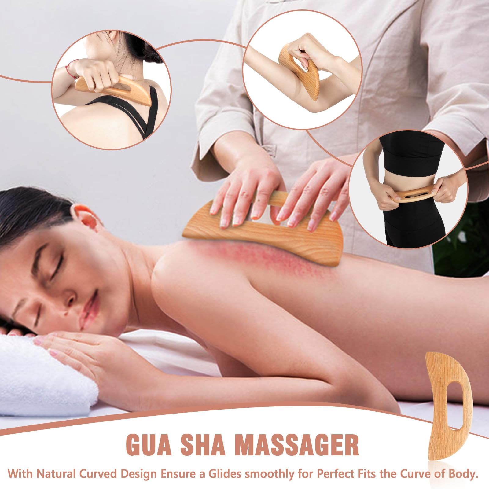 KintKita Wood Therapy Massage Tools 3 in 1,Wooden Lymphatic Drainage Massager, Body Sculpting Tools Cellulite Massager for Maderoterapia, Body Contouring, Relief Muscle, Anti-Cellulite - Maple Wellness Supplements