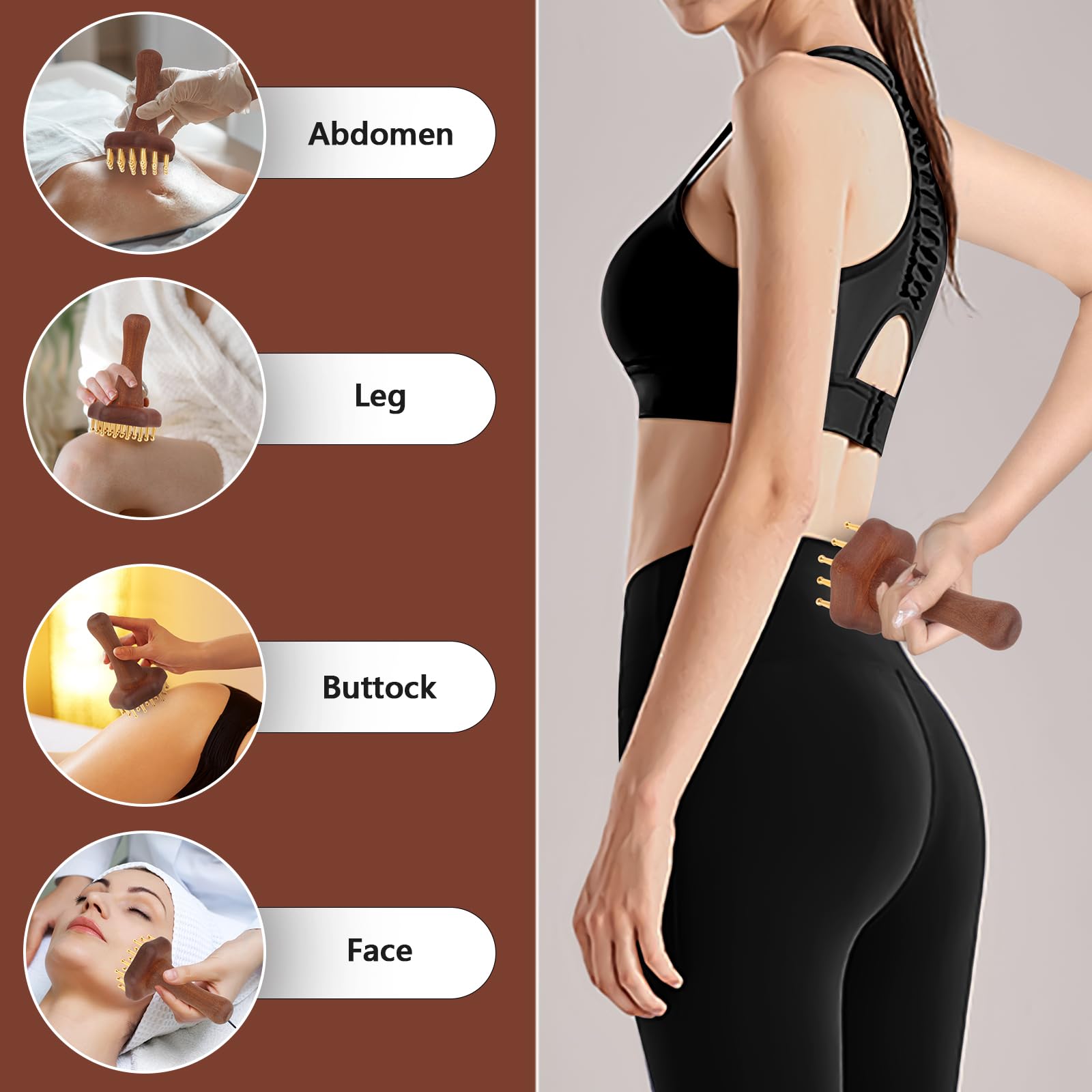 KintKita Wood Therapy Massage Tools,Lymphatic Drainage Massager Helps Reduce Cellulite for Belly Arms & Legs, Anti Cellulite Massager Body Sculpting Tools for Body Contouring & Muscle Relief - Maple Wellness Supplements