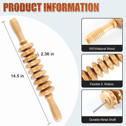 KintKita Wood Therapy Massage Tools,Wooden Massager Stick Roller Lymphatic Drainage Tool,Maderoterapia Kit Self Massage Roller Tool for Cellulite Reduction,Muscle Tension and Body Shaping,Contouring - Maple Wellness Supplements