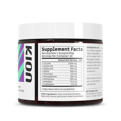 Kion Aminos - Essential Amino Acids Supplement, Essential Amino Acids Powder for Muscle Recovery, BCAA EAA No Caffeine, Amino Acid Powder, Essential Amino Energy - 30 Servings, Mixed Berry - Maple Wellness Supplements