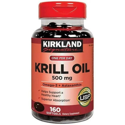 Kir-kland Signature Krill Oil 500 Milligram 160 Softgels - Maple Wellness Supplements