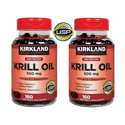 Kir-kland Signature Krill Oil 500 Milligram 160 Softgels - Maple Wellness Supplements