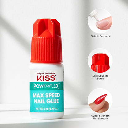 KISS PowerFlex Maximum Speed Nail Glue - Fast Drying Adhesive for Glue-On Nails - Maple Wellness Supplements