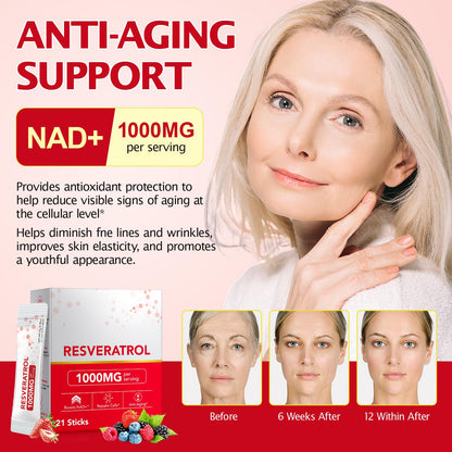 KITNOBLIS NAD+ Supplement for Women 1000mg - High Potency Cellular Energy Booster with PQQ, Resveratrol - Health, Anti-Aging Support （21pcs） - Maple Wellness Supplements