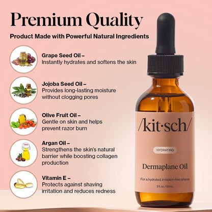 Kitsch Dermaplane Face Oil with Jojoba & Argan Oil – Hydrating Facial Formula for Dermaplaning Tool, Gua Sha & Razor Use - Maple Wellness Supplements