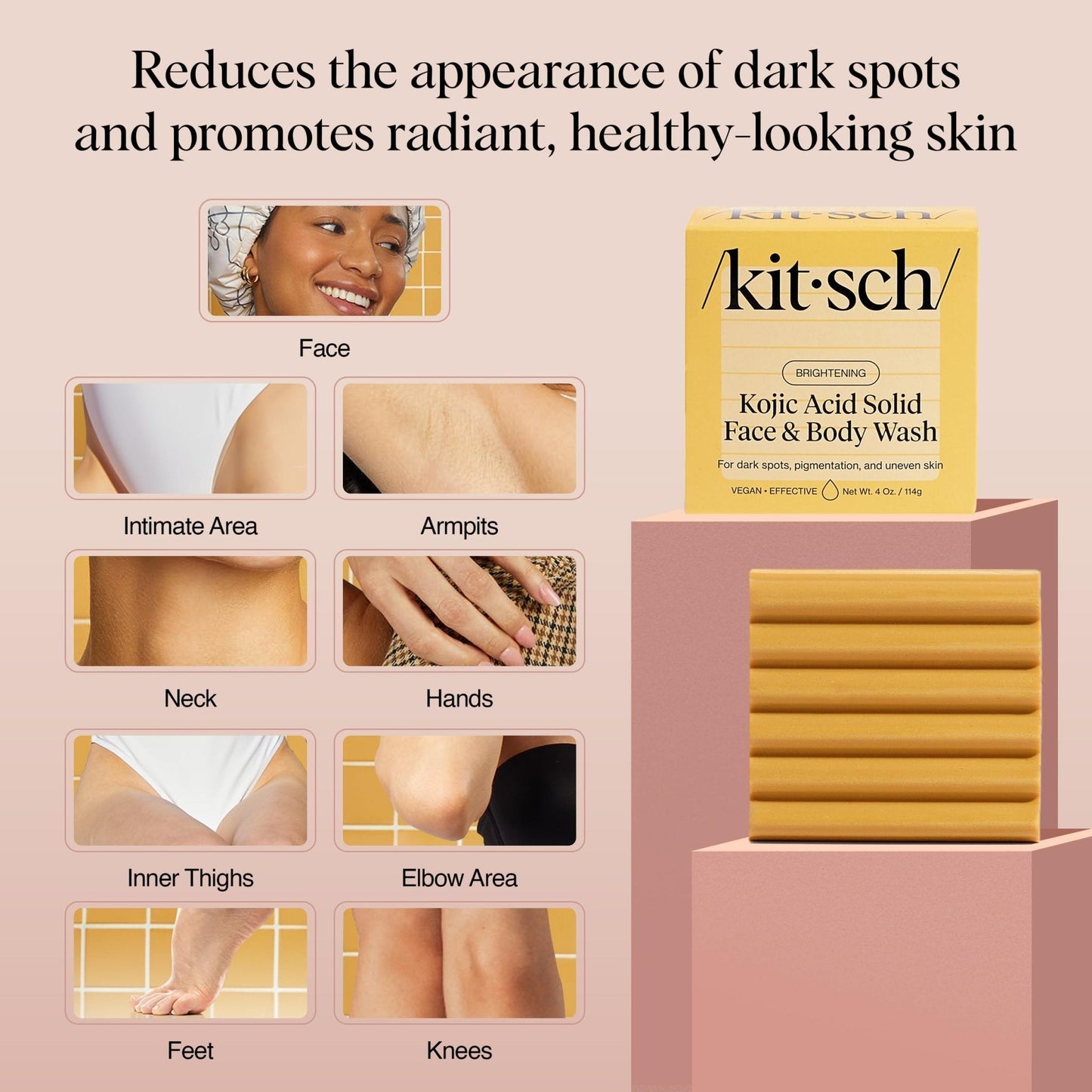 Kitsch Kojic Acid Soap – Turmeric Soap Bar with Hyaluronic Acid & Shea Butter – Brightening & Hydrating Body Wash & Face Wash for Dark Spots - Maple Wellness Supplements