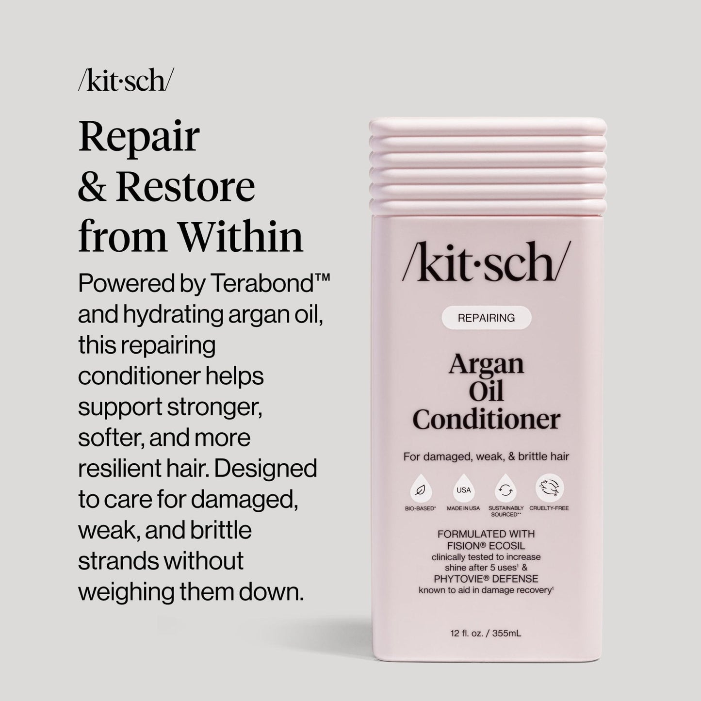 Kitsch Repairing Argan Oil Liquid Conditioner for Women & Men – Argan Oil for Hair, For Shine, Smoothness & Damage Recovery, Hair Repair – Clean, Color-Safe Hair Care - 12.3 oz - Maple Wellness Supplements